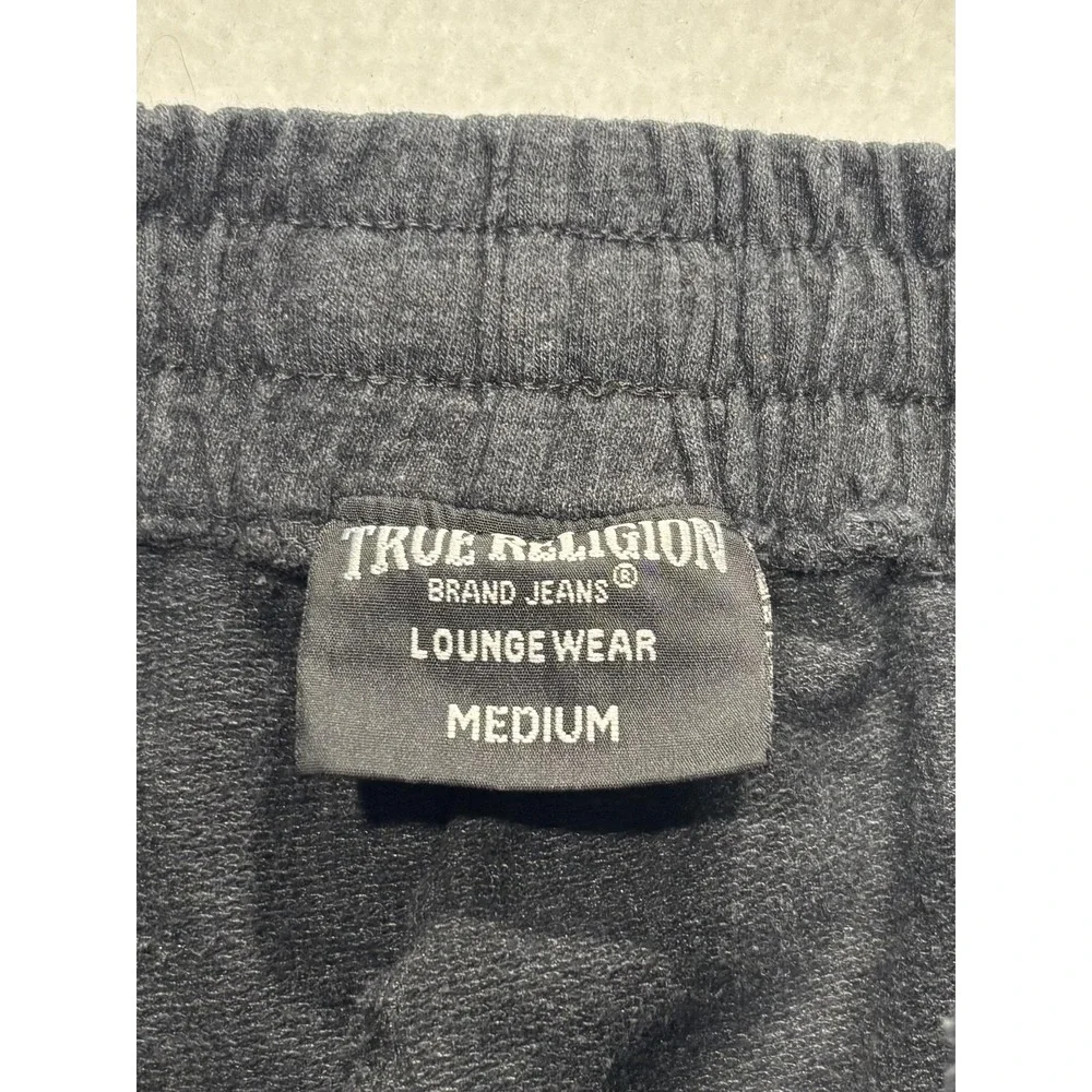 True Religion Mens Medium Gray Lounge Jogger Sweatpants Gold Logo RN 90737